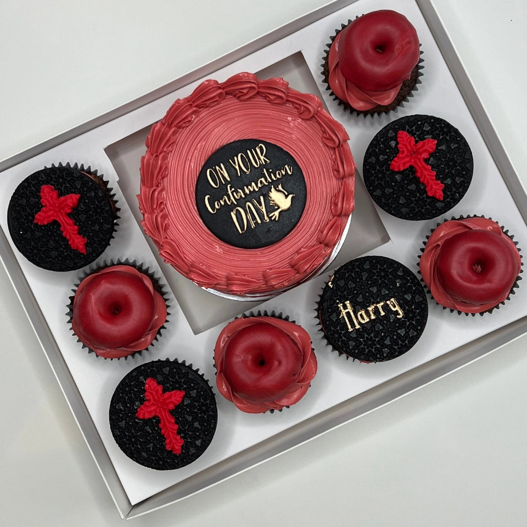 Custom Bento Cake & 8 Matching Cupcakes