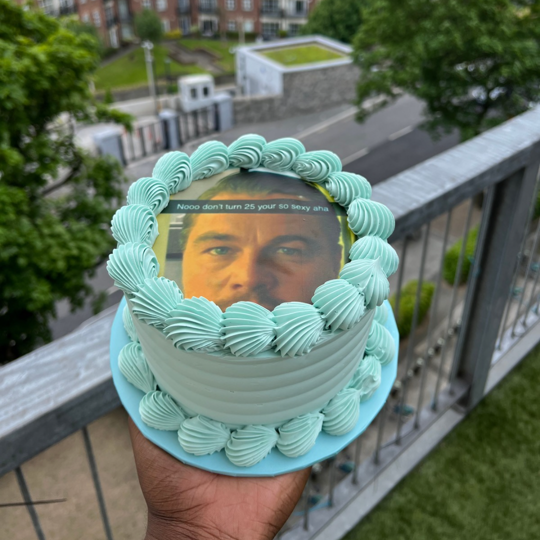 Blue meme cake