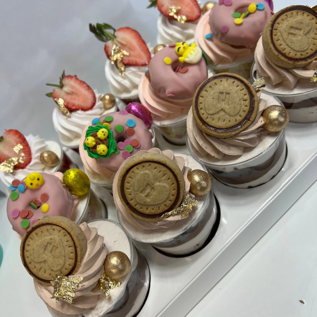 12 CHEESE CAKE SHOOTERS WITH DIFFERENT TOPPINGS