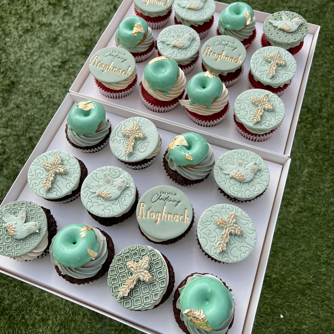 SAGE GREEN CHRISTENING CUPCAKES