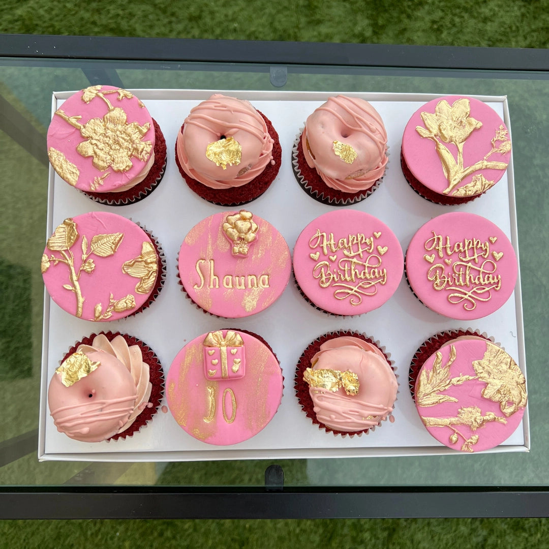 ELEGANT PINK BIRTHDAY CUPCAKES
