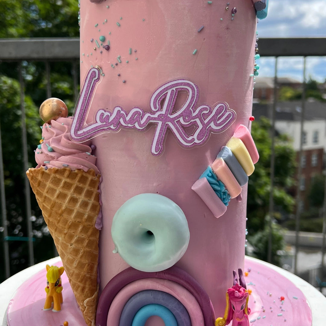Girly pink icream and candy cake