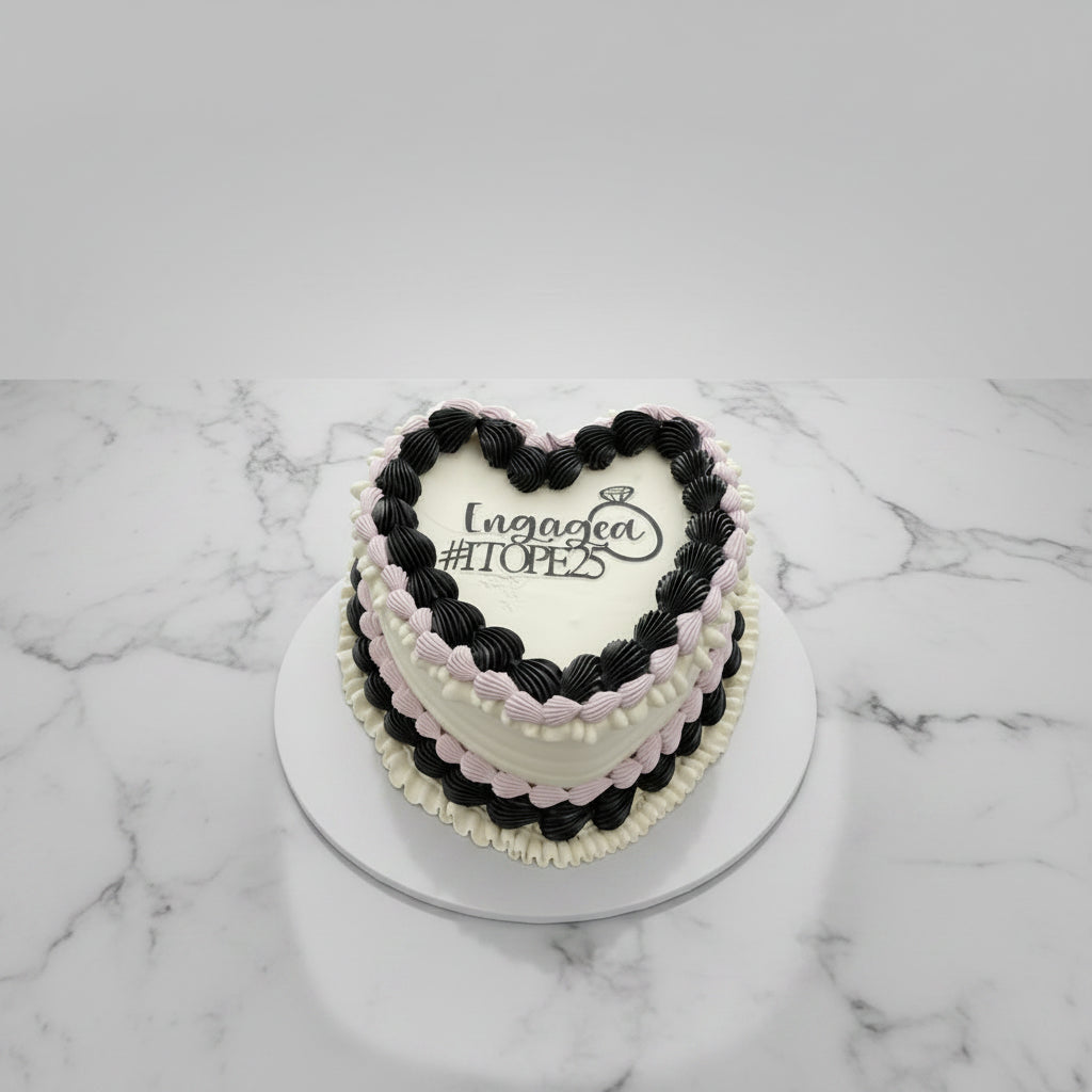 wedding cake in heart shape.