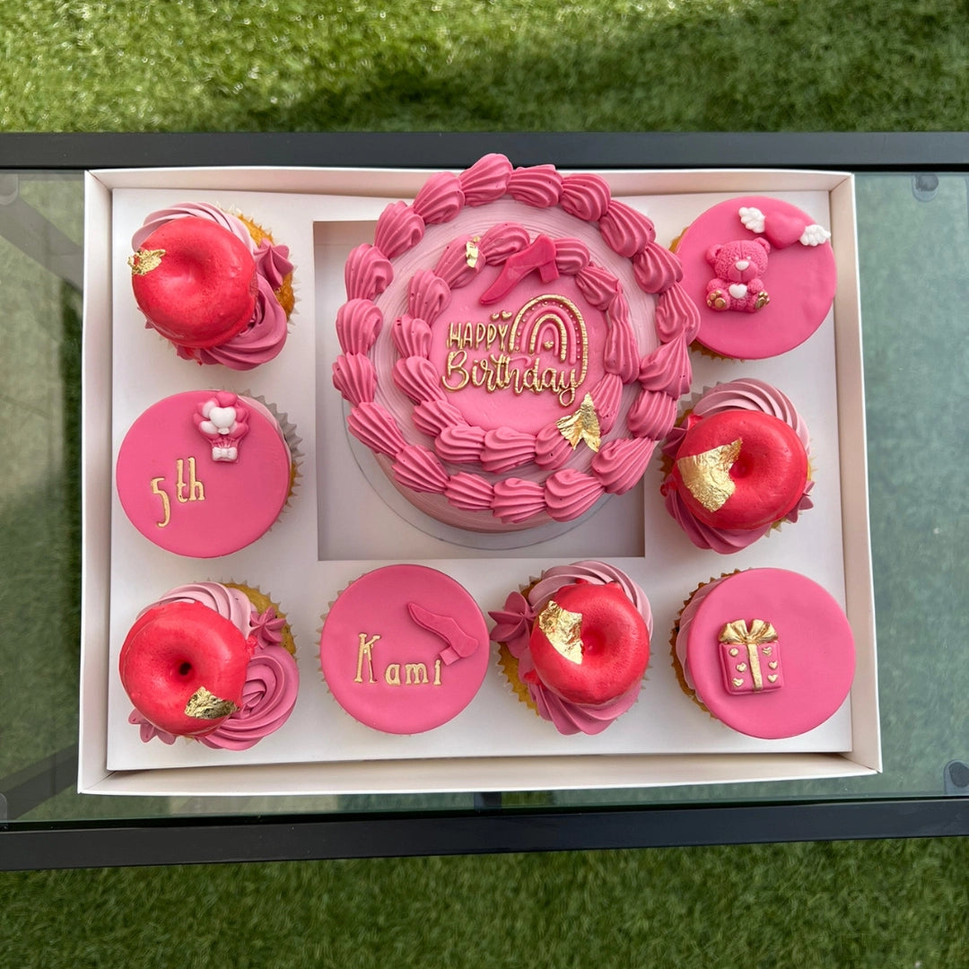 Pink CHILDRENS CAKES WITH CUPCAKES