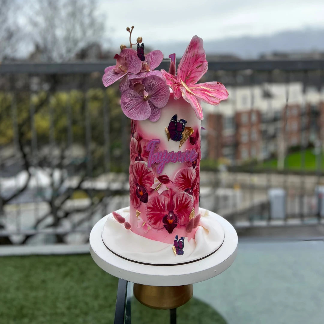 Mature Pink flowers butterfly cake