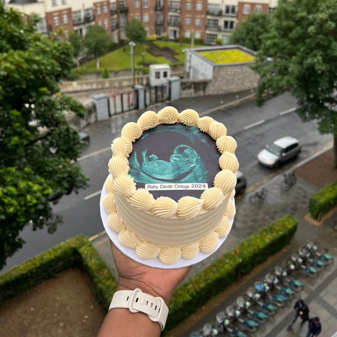 Cream Pregnancy announcement cake