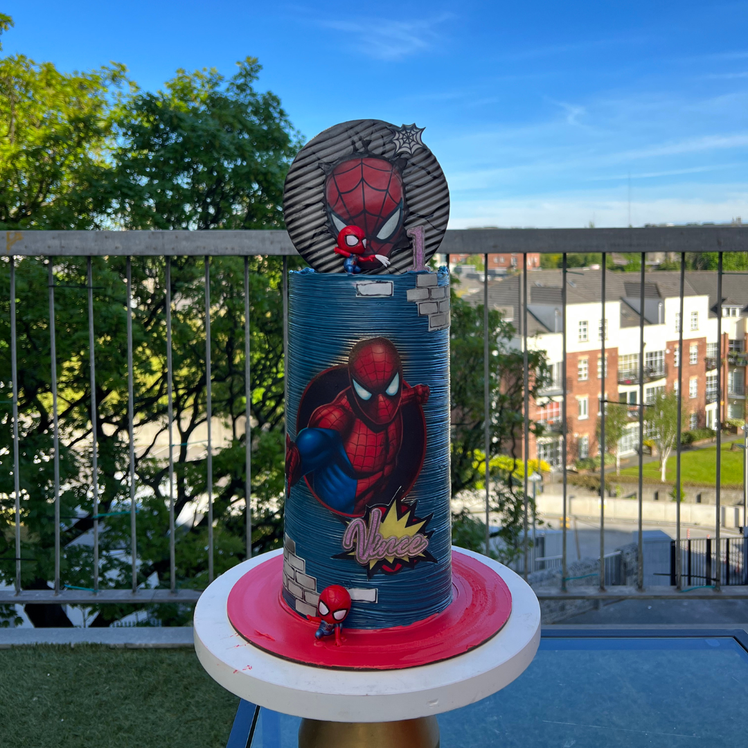 Blue Tall spider man cake