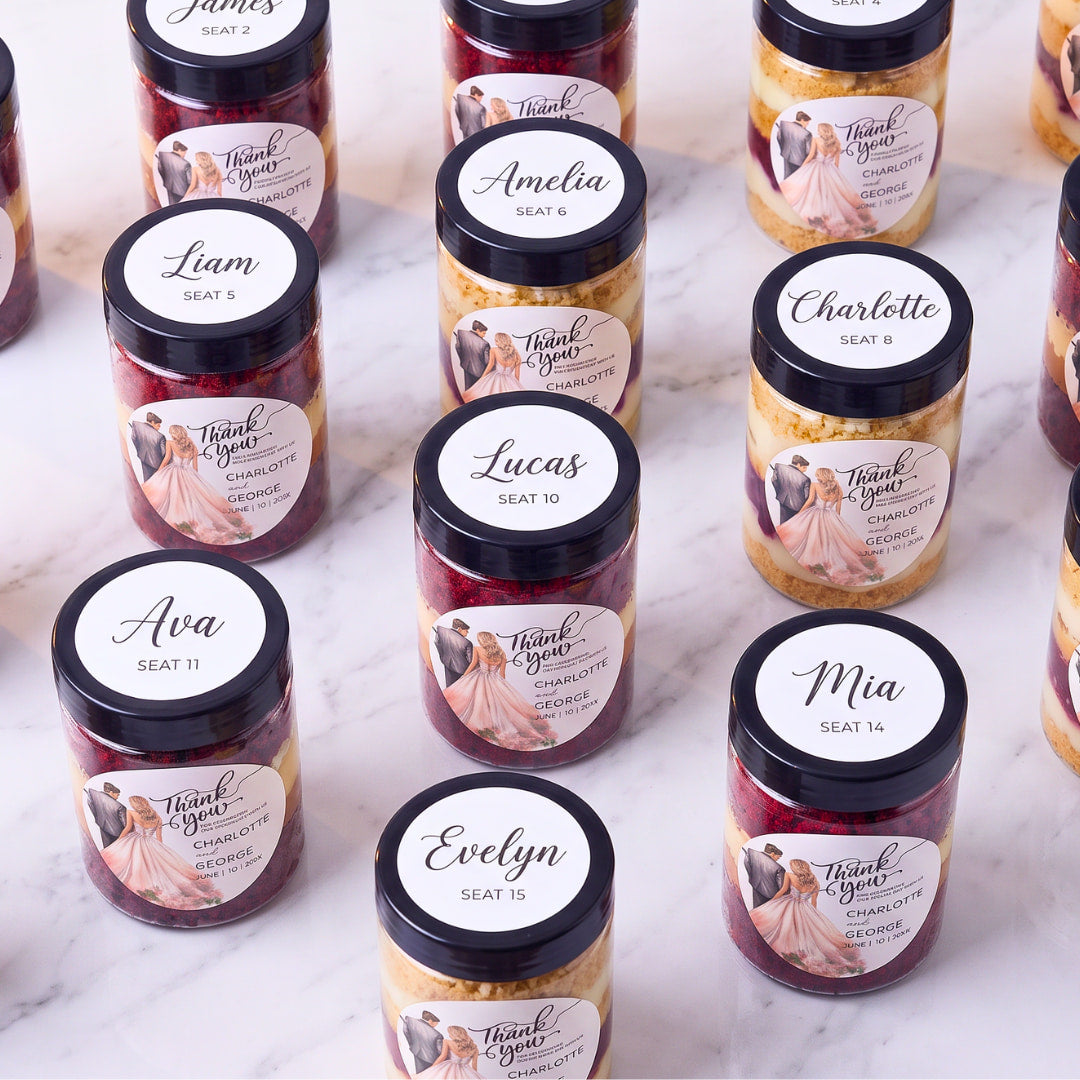 Wedding Favour Cake Jars Dublin | Personalised Seat Number Favours | CakeMeAway