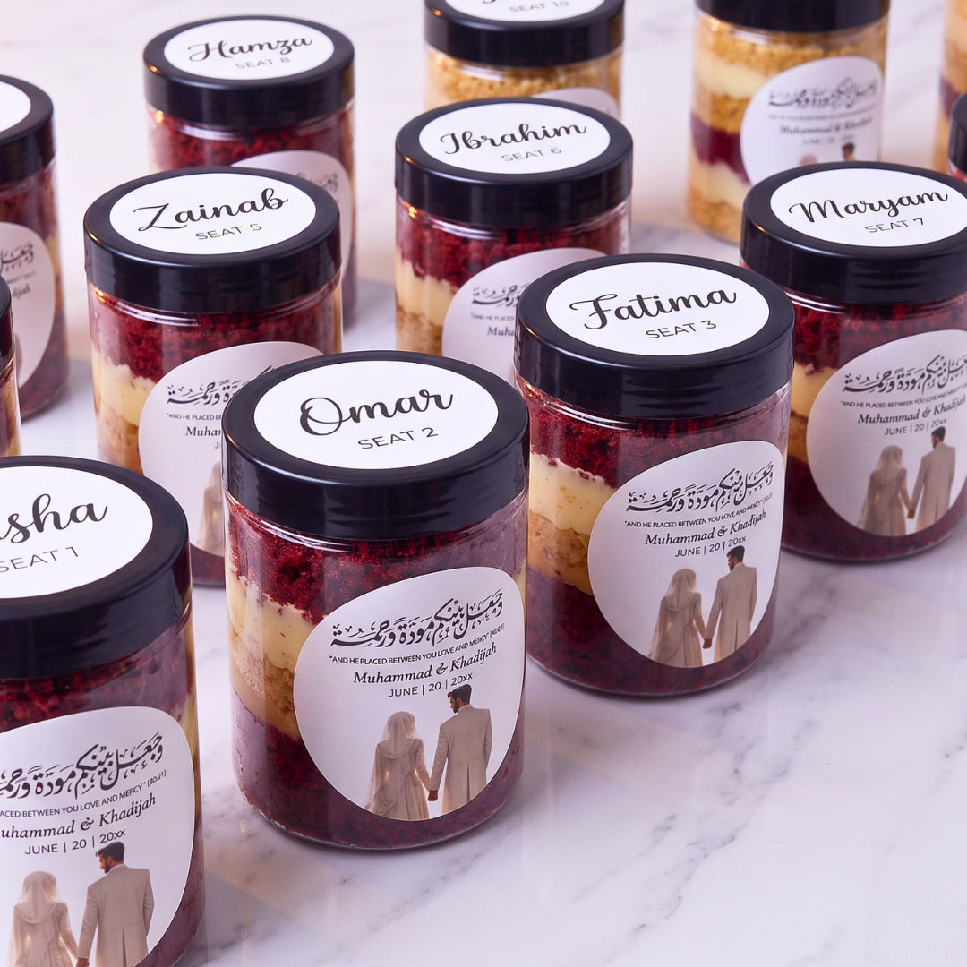 Wedding Favour Cake Jars Dublin | Personalised Seat Number Favours | CakeMeAway