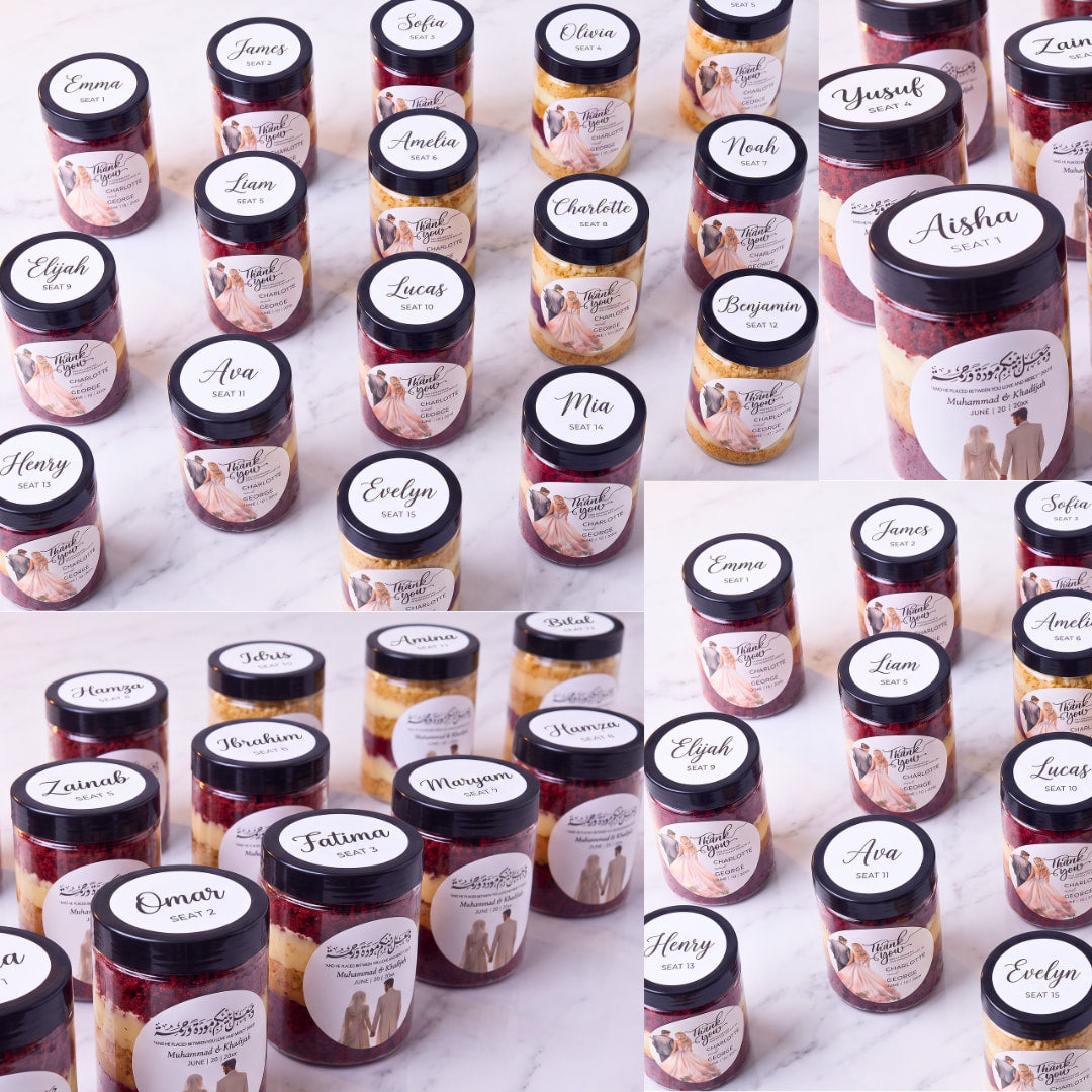Wedding Favour Cake Jars Dublin | Personalised Seat Number Favours | CakeMeAway