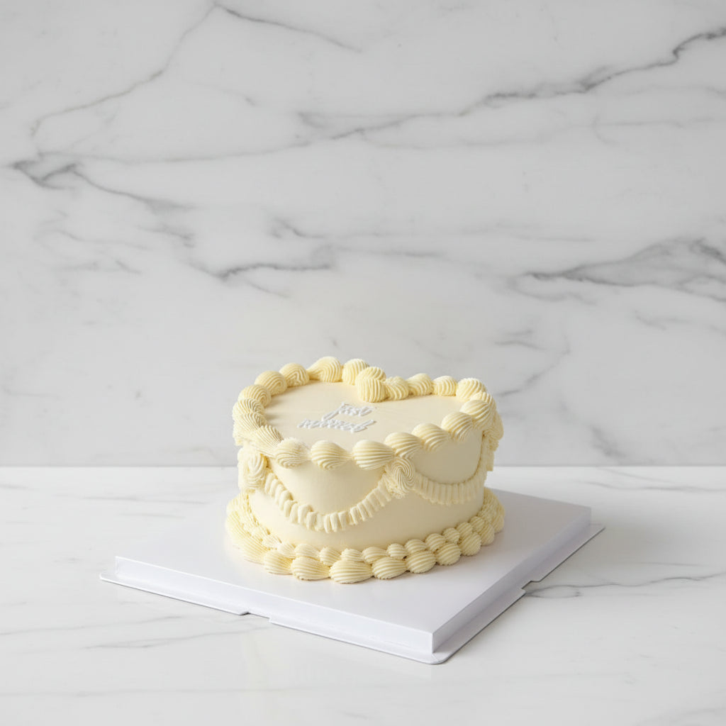 wedding cake in heart shaped vintage style 