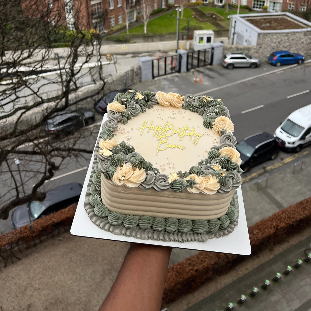 IVORY AND SAGE SQUARE CAKE 