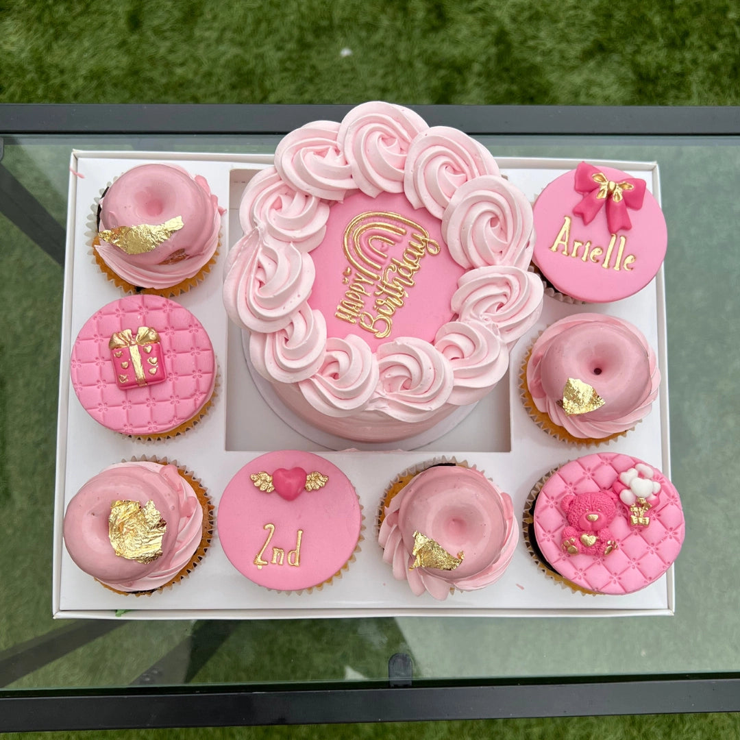 PINK CUTE CUPCAKES WITH M INI DONUTS
