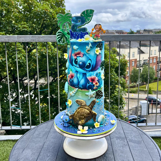 lilo and Stitch cake with fondant sea animals and Stitch