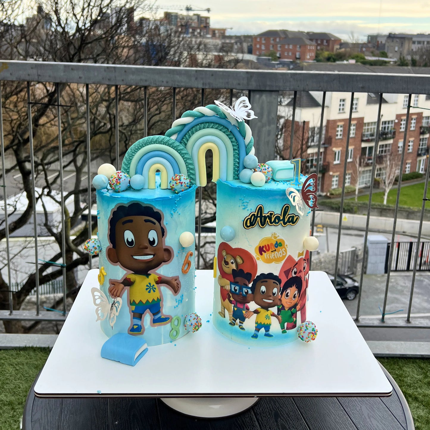 Blue and rainbow double cake set for a joint celebration, CakeMeAway Dublin