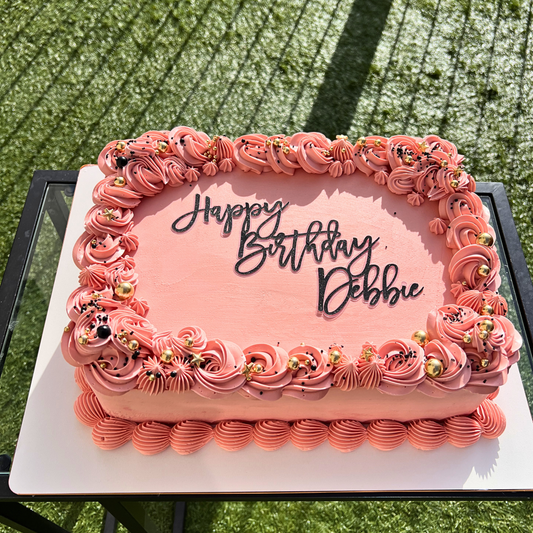 peach lambeth rectangular sheet cake