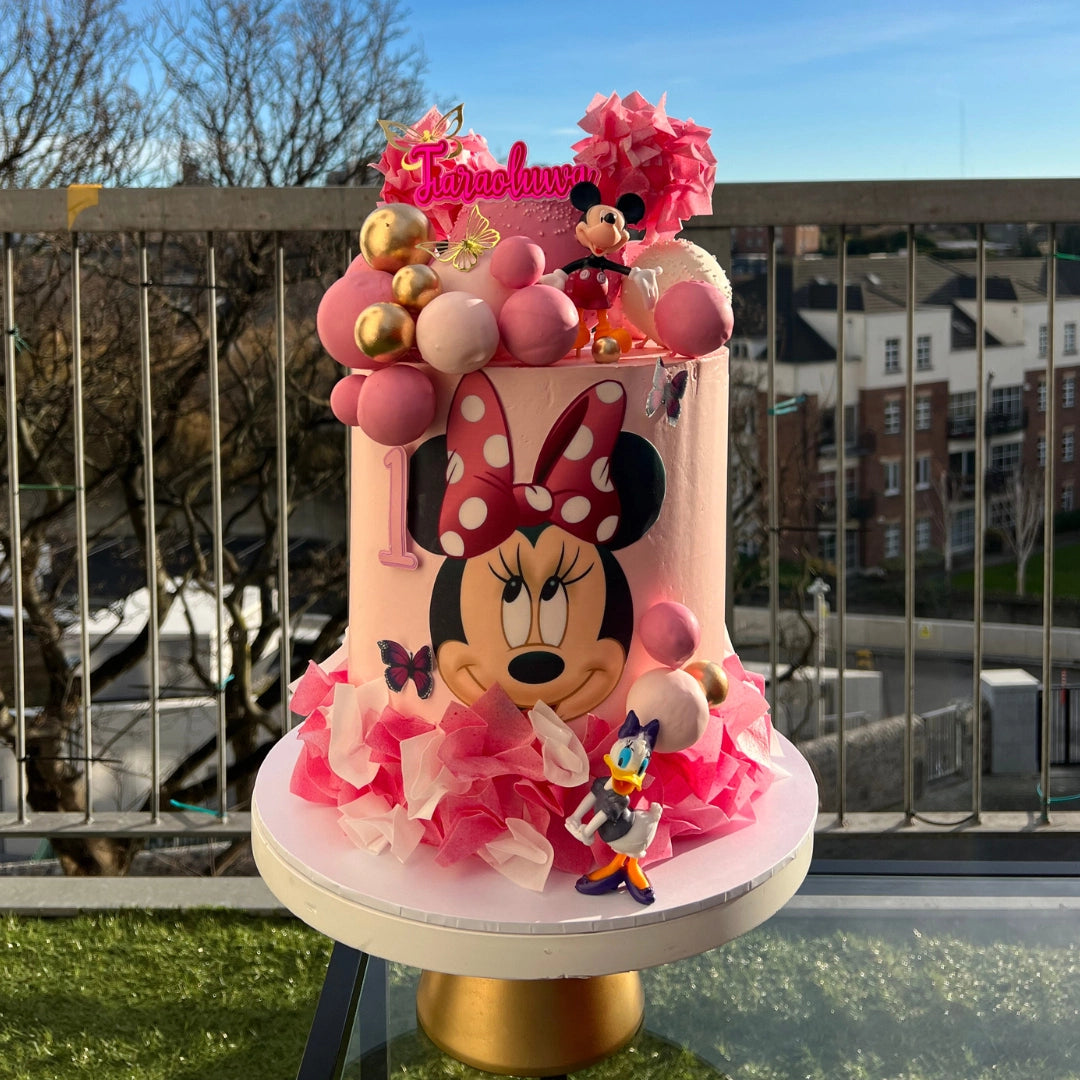 bespoke Pink Minnie Mouse-themed birthday cake 