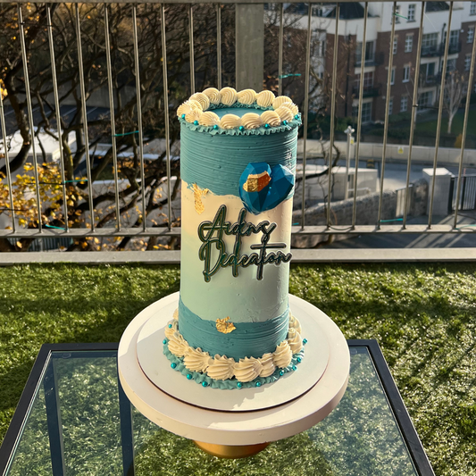 tall blue cake